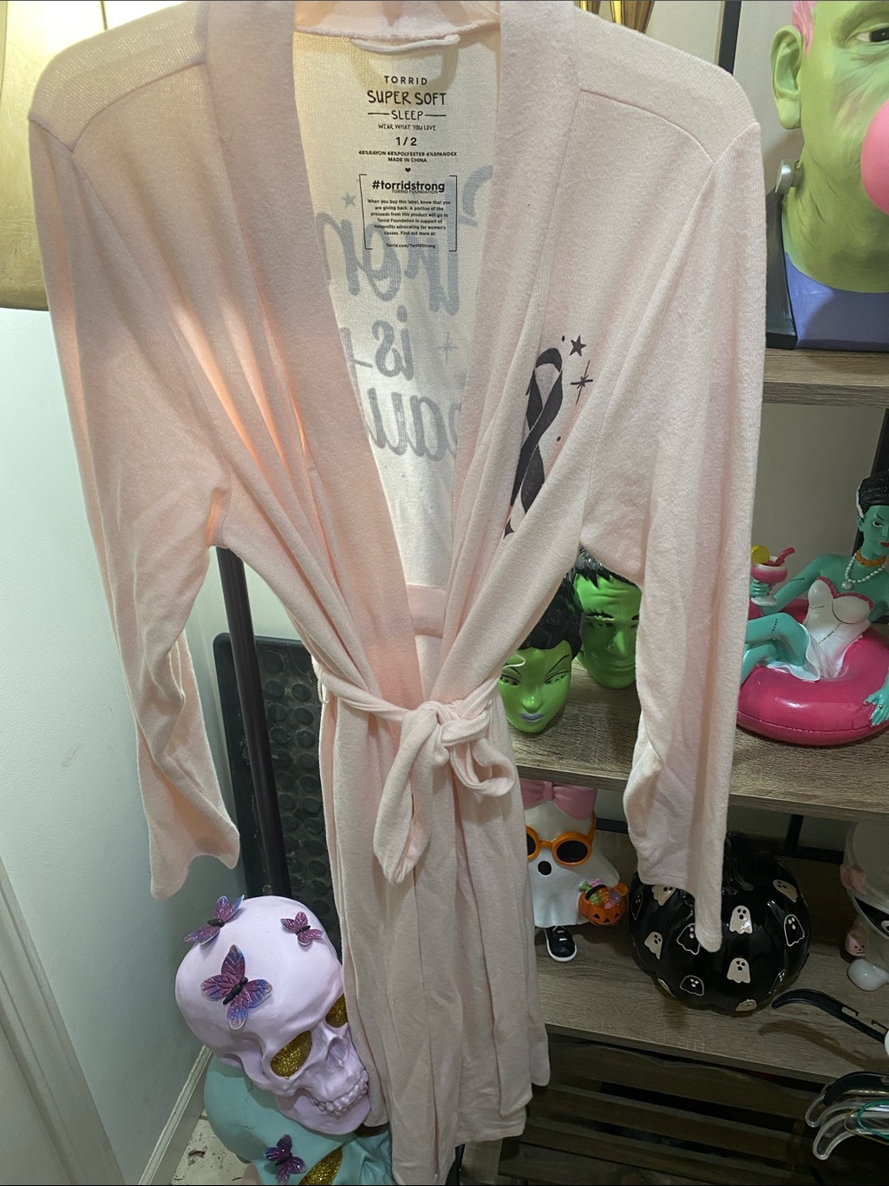 torrid Pale Pink Super Soft Sleep Robe with Tie Waist